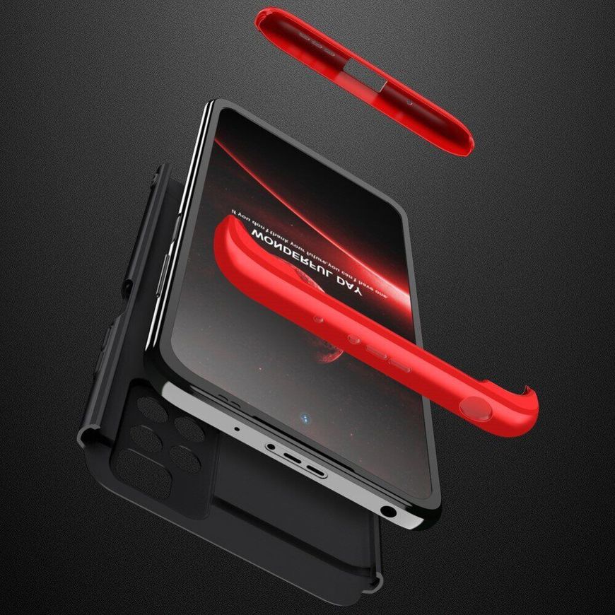 Чехол GKK 360 градусов для Xiaomi Redmi Note 11 5G / Poco M4 Pro 5G - Черно-Красный фото 2