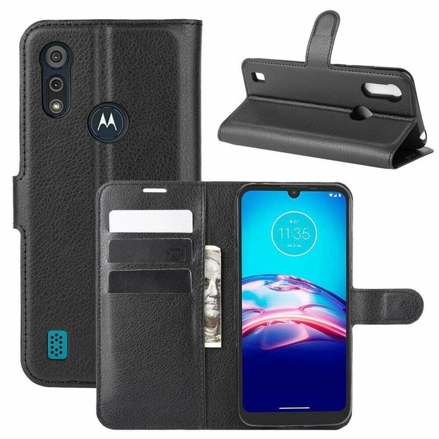 Чехол-Книжка с карманами для карт на Motorola E6s - Черный фото 1