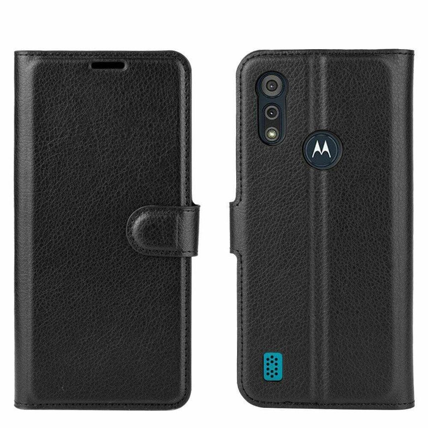 Чохол книжка з кишенями для карт на Motorola E6s - Чорний фото 6