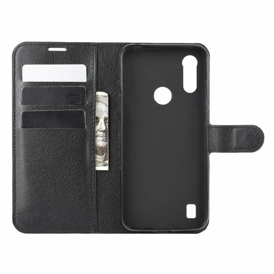Чохол книжка з кишенями для карт на Motorola E6s - Чорний фото 3