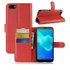 Чехол-Книжка с карманами для карт на Huawei Y6 (2018) - Красный фото 1