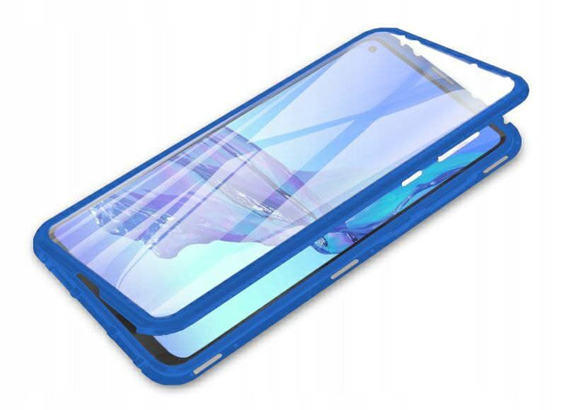 Магнитный чехол с защитным стеклом для Oppo A53 - Синий фото 2