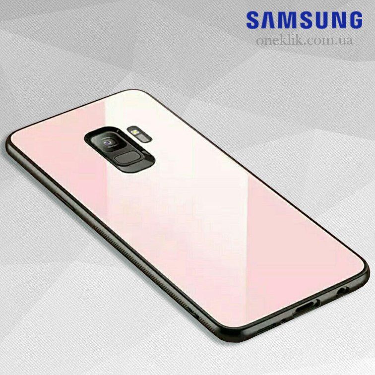 Силіконовий чохол зі скляної кришкою для Samsung Galaxy S9 Plus - Рожевий фото 4