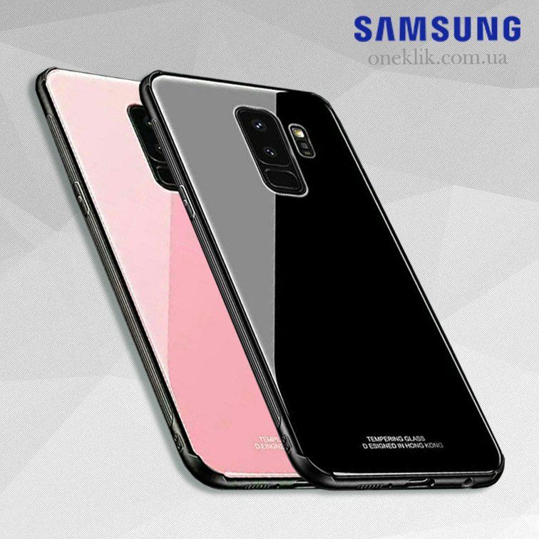 Силіконовий чохол зі скляної кришкою для Samsung Galaxy S9 Plus - Рожевий фото 2