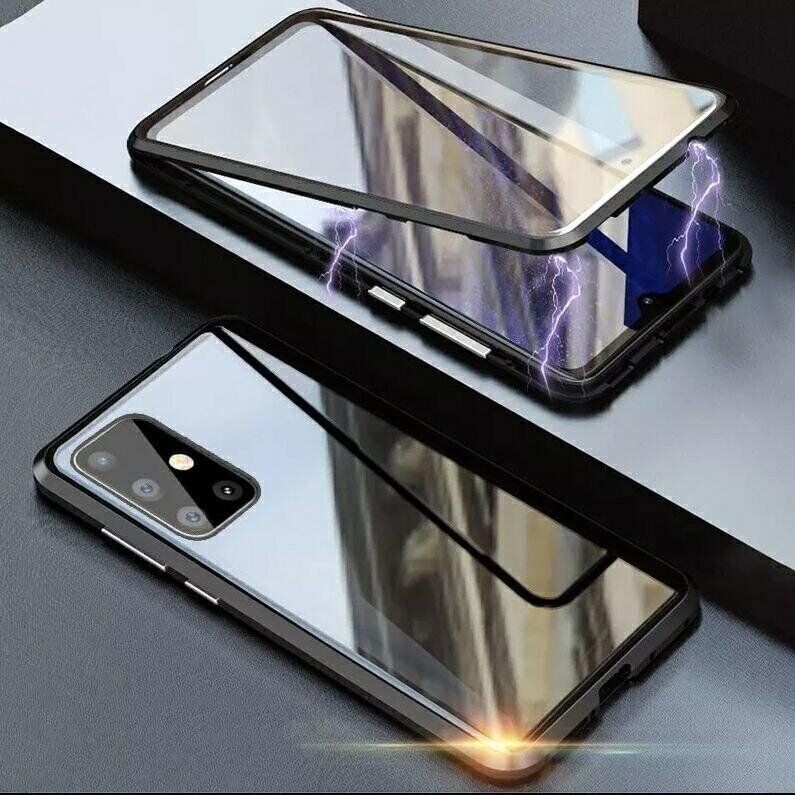 Магнитный чехол с защитным стеклом для Samsung Galaxy A72 - Черный фото 2