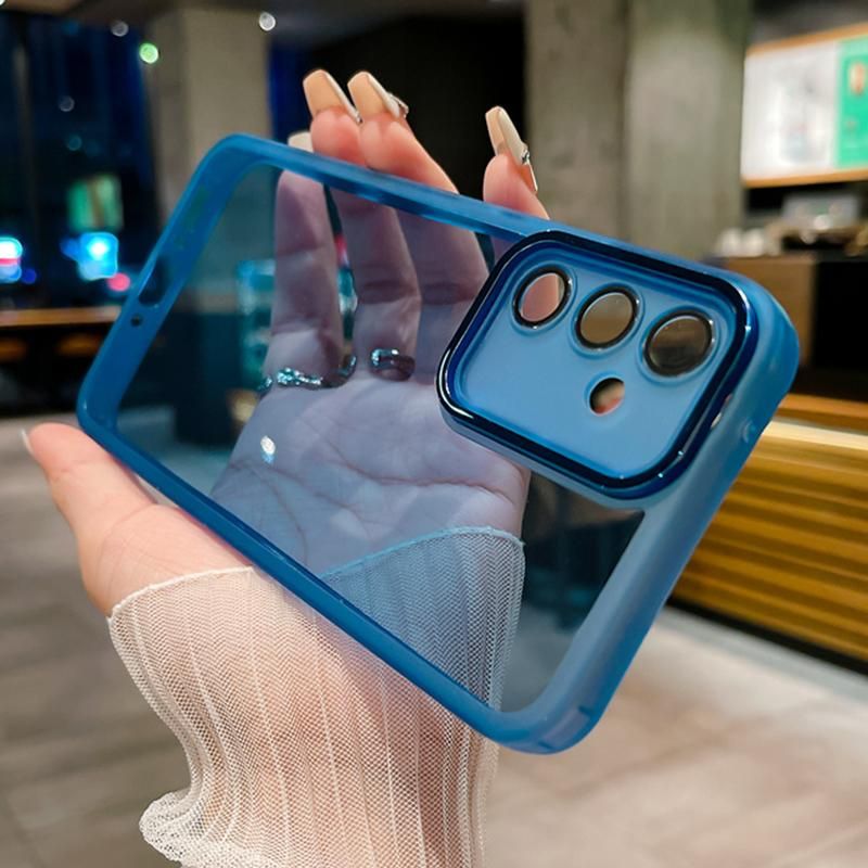 Мягкий силиконовый чехол со стеклом на камеру для Samsung Galaxy A05s цвет Синий