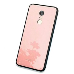 Силиконовый чехол со Стеклянной крышкой для Xiaomi Redmi 5 Plus - Розовый фото 1