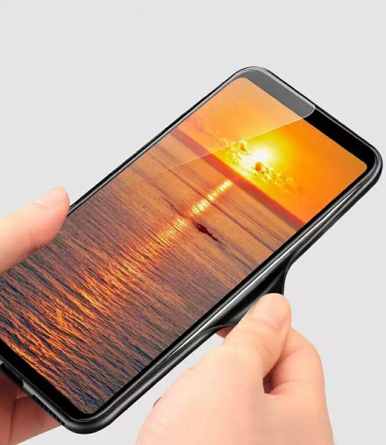 Силіконовий чохол зі скляної кришкою для Samsung Galaxy A7 (2018) / A750 - Чорний фото 4
