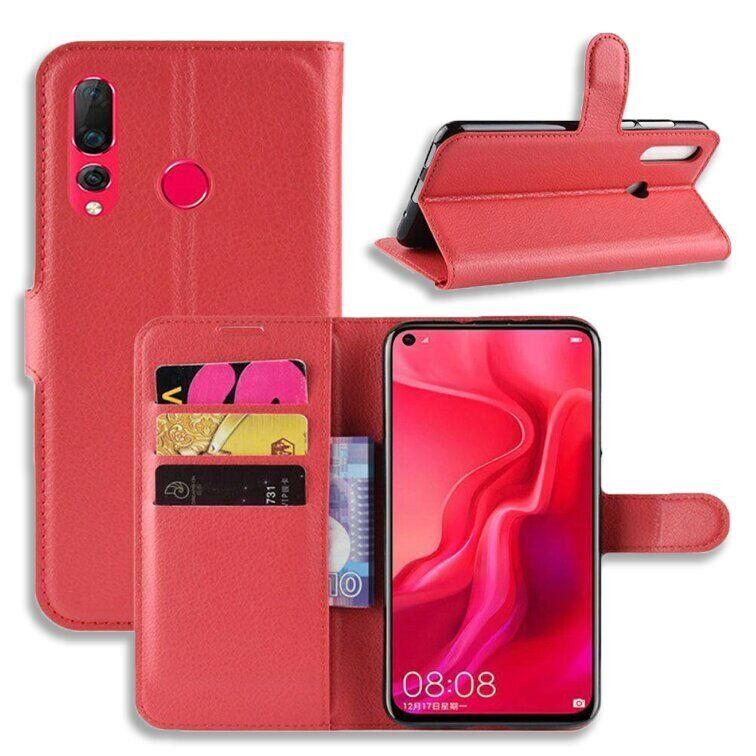 Чехол-Книжка с карманами для карт на Huawei P30 lite - Красный фото 1