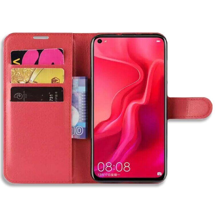 Чехол-Книжка с карманами для карт на Huawei P30 lite - Красный фото 2