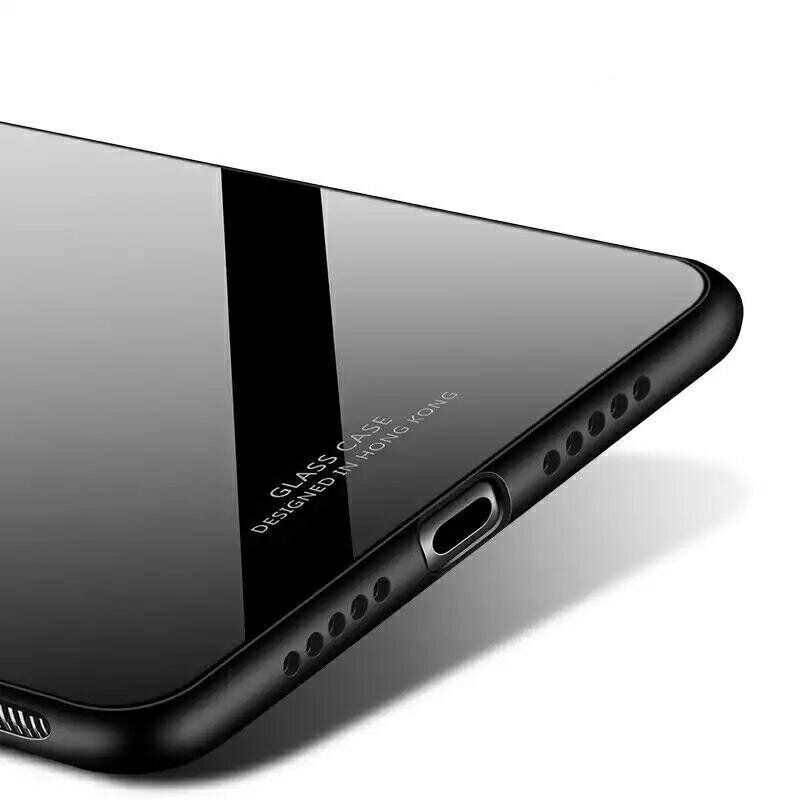 Силиконовый чехол со Стеклянной крышкой для Samsung Galaxy A7 (2018) / A750 - Черный фото 3