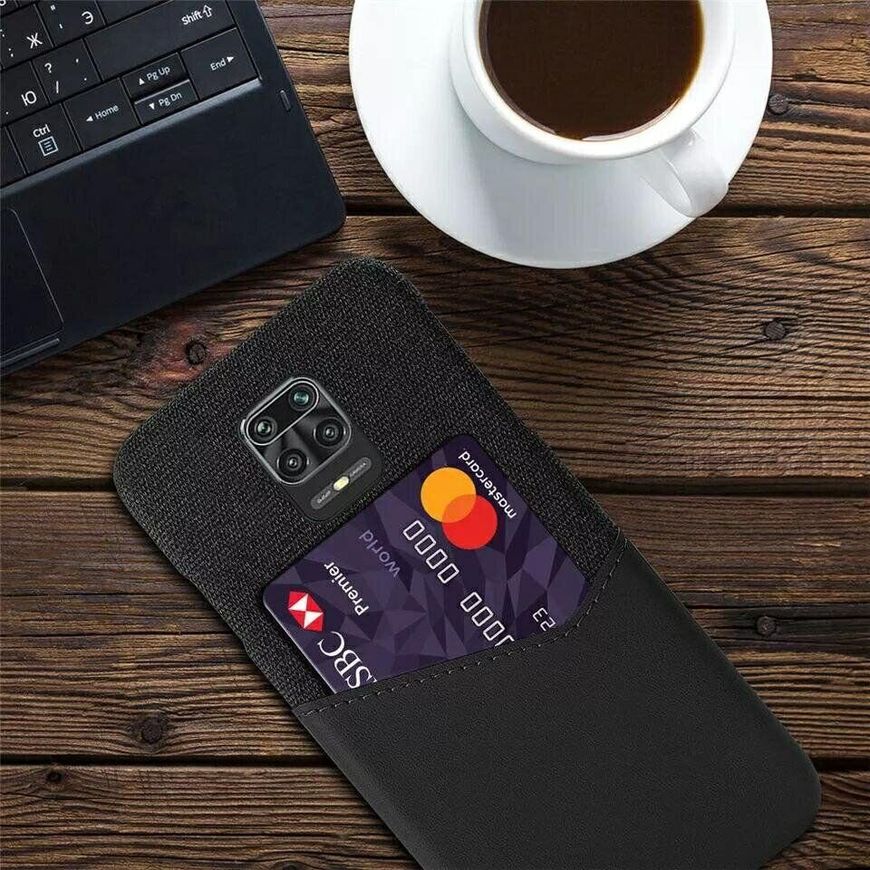 Чехол-бумажник для Xiaomi Redmi Note 9s / Note 9 Pro - Черный фото 4