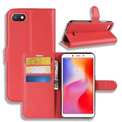 Чехол-Книжка с карманами для карт на Xiaomi Redmi 6A - Красный фото 1