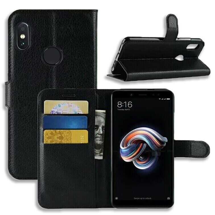 Чехол-Книжка с карманами для карт на Xiaomi Redmi Note 5 - Черный фото 1