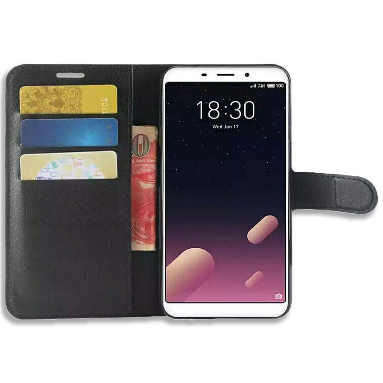 Чехол-Книжка с карманами для карт на Meizu M6S - Черный фото 2