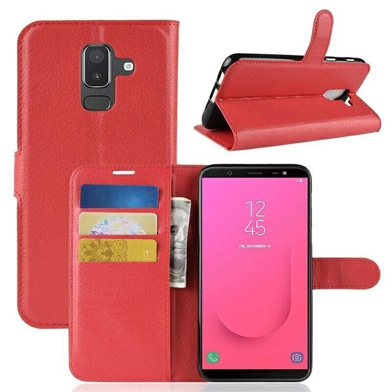 Чехол-Книжка с карманами для карт на Samsung Galaxy A6 Plus (2018) - Красный фото 1