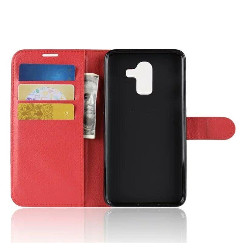 Чохол книжка з кишенями для карт на Samsung Galaxy A6 Plus (2018) - Червоний фото 3