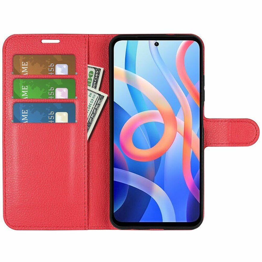 Чехол-Книжка с карманами для карт на Xiaomi Redmi Note 11 5G / Poco M4 Pro 5G - Красный фото 2