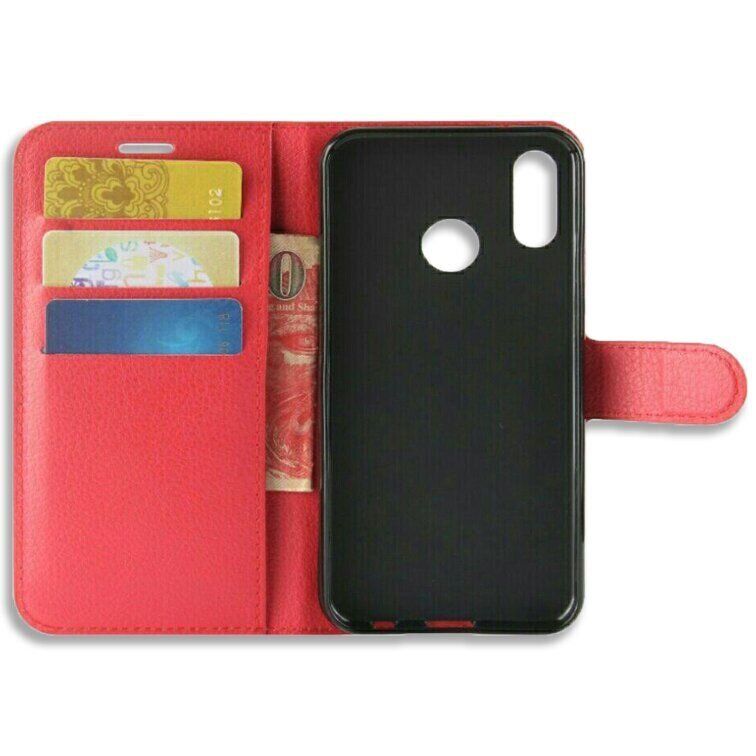 Чехол-Книжка с карманами для карт на Huawei P Smart Plus - Красный фото 2