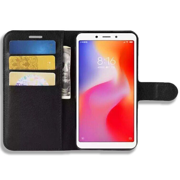 Чехол-Книжка с карманами для карт на Xiaomi Redmi 6A - Черный фото 2