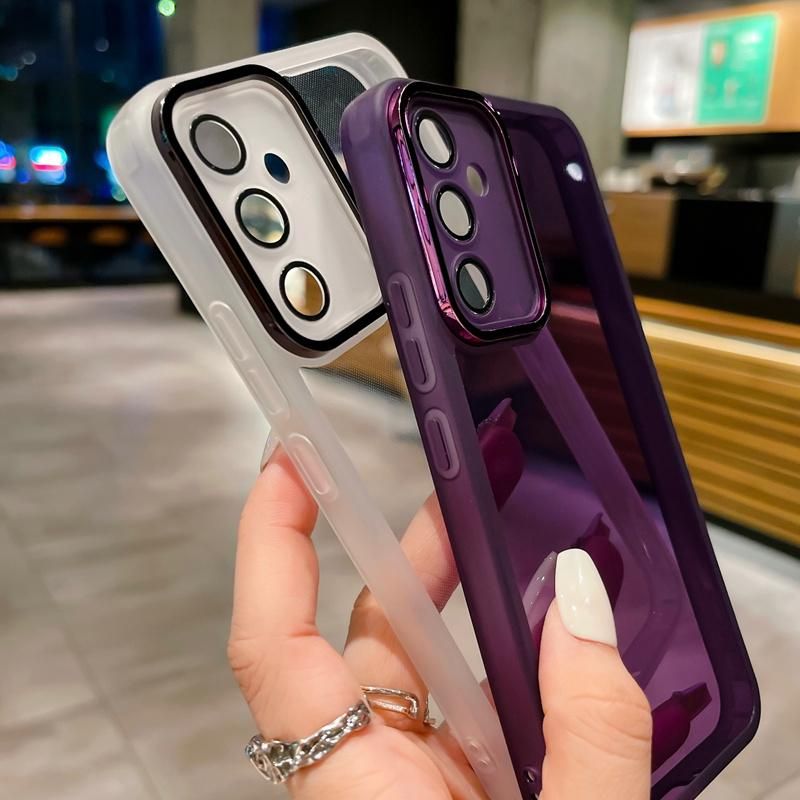 Мягкий силиконовый чехол со стеклом на камеру для Samsung Galaxy A05s цвет Фиолетовый