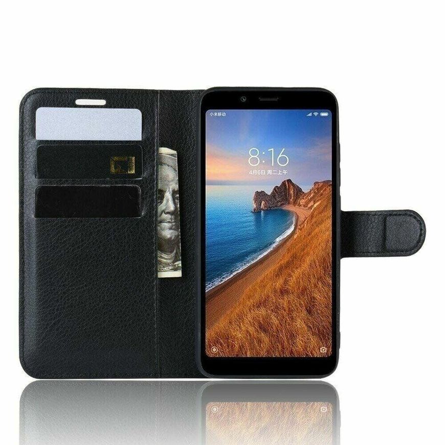 Чехол-Книжка с карманами для карт на Xiaomi Redmi 7A - Черный фото 2