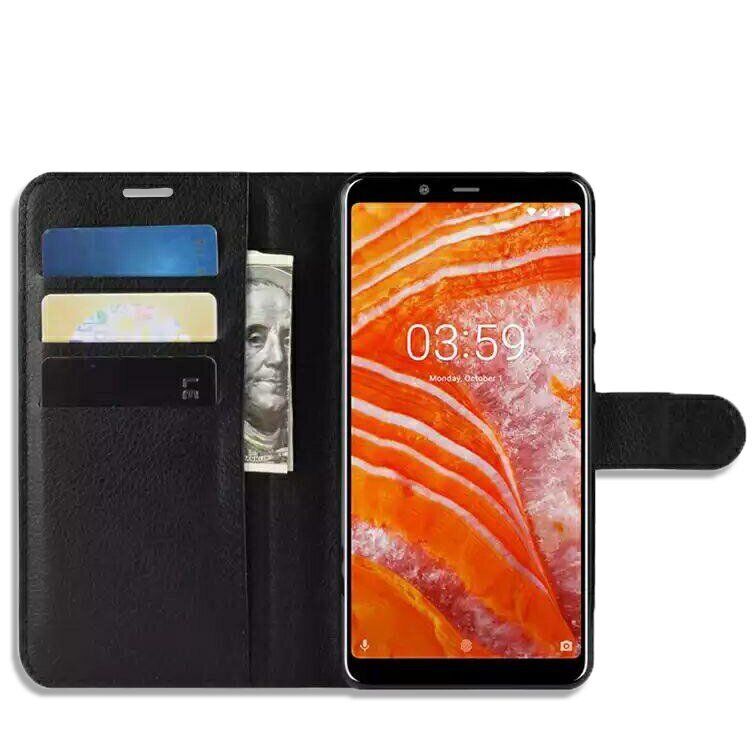 Чехол-Книжка с карманами для карт на Nokia 3.1 Plus - Черный фото 2