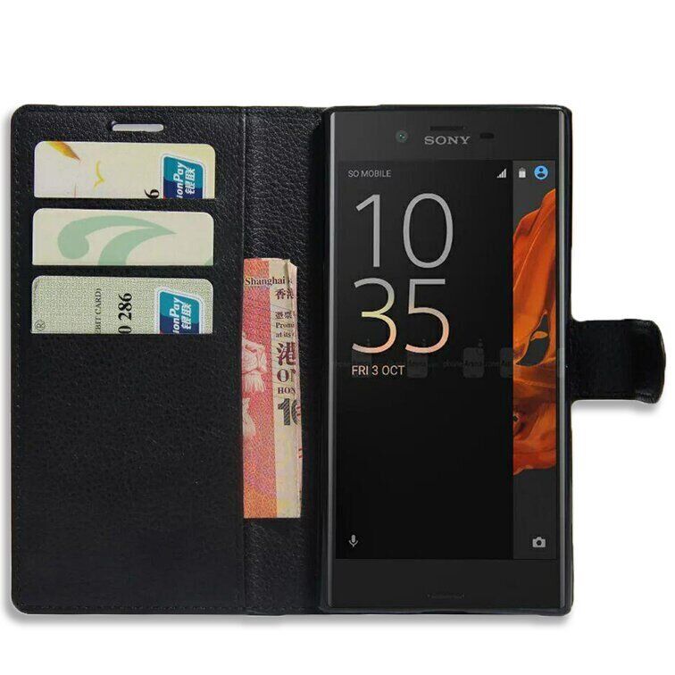 Чохол книжка з кишенями для карт на Sony Xperia XZ - Чорний фото 1