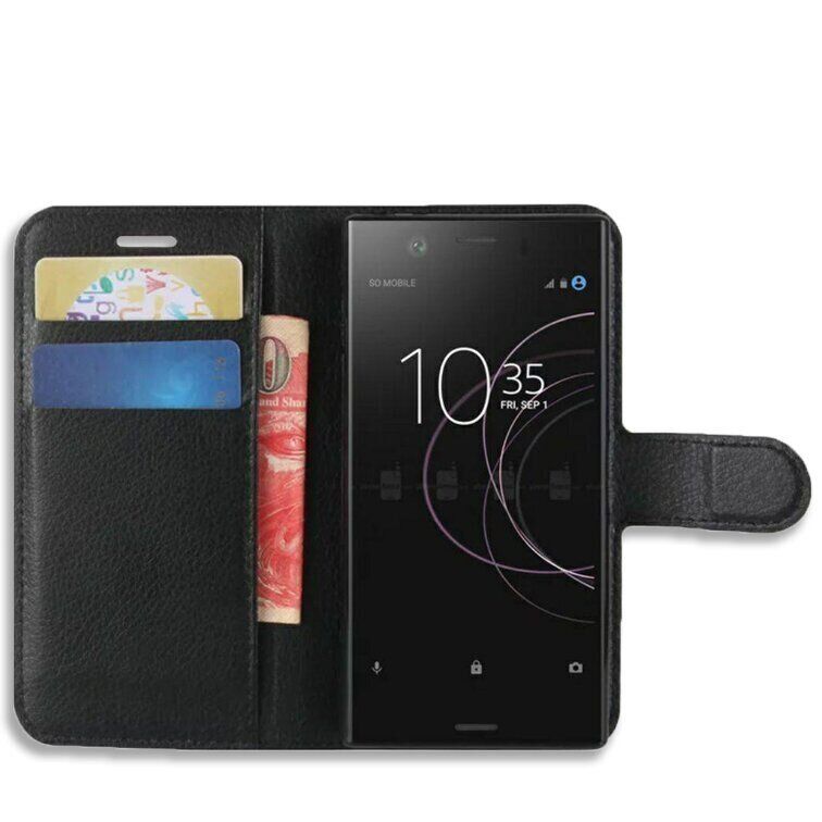 Чохол книжка з кишенями для карт на Sony Xperia XZ1 - Чорний фото 2