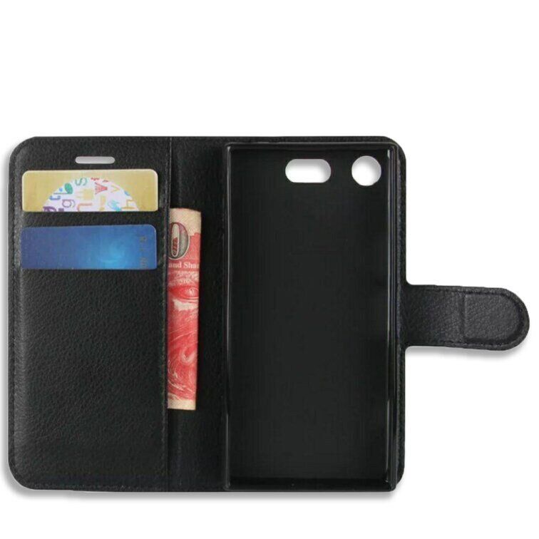 Чохол книжка з кишенями для карт на Sony Xperia XZ1 - Чорний фото 3