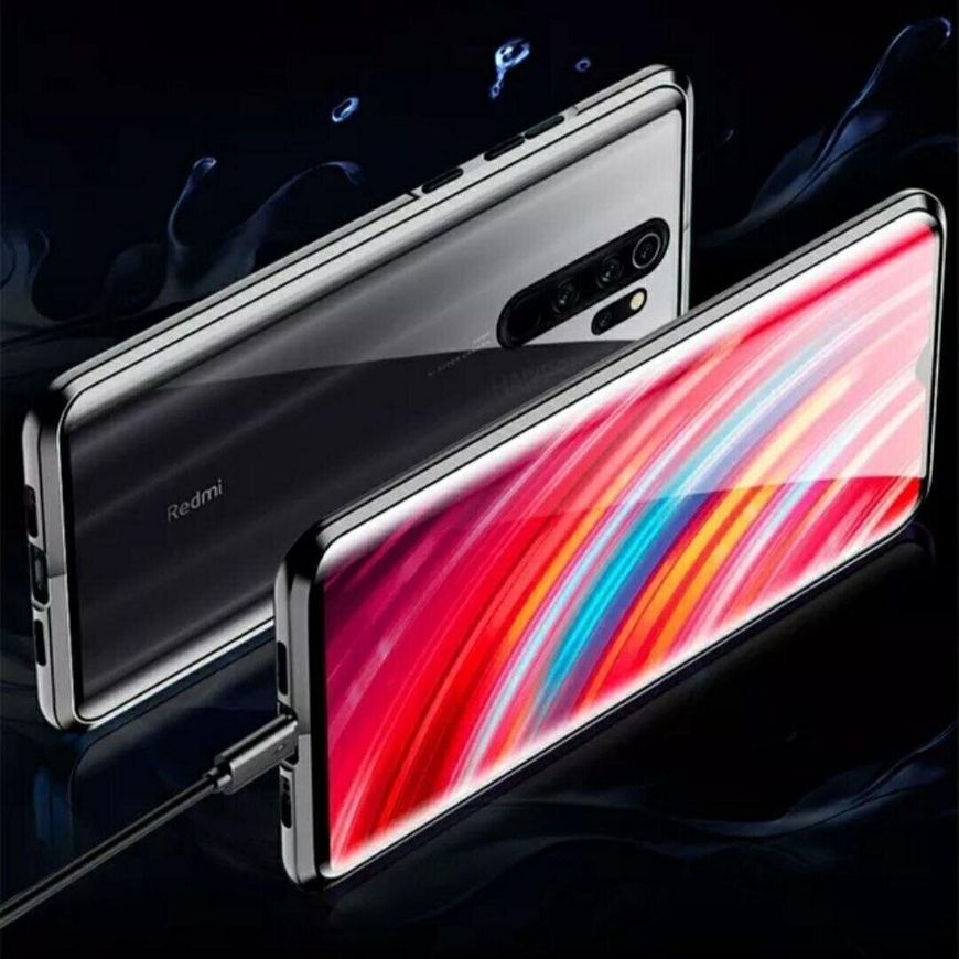 Магнітний чохол із захисним склом для Xiaomi Redmi 9 - Чорний фото 4