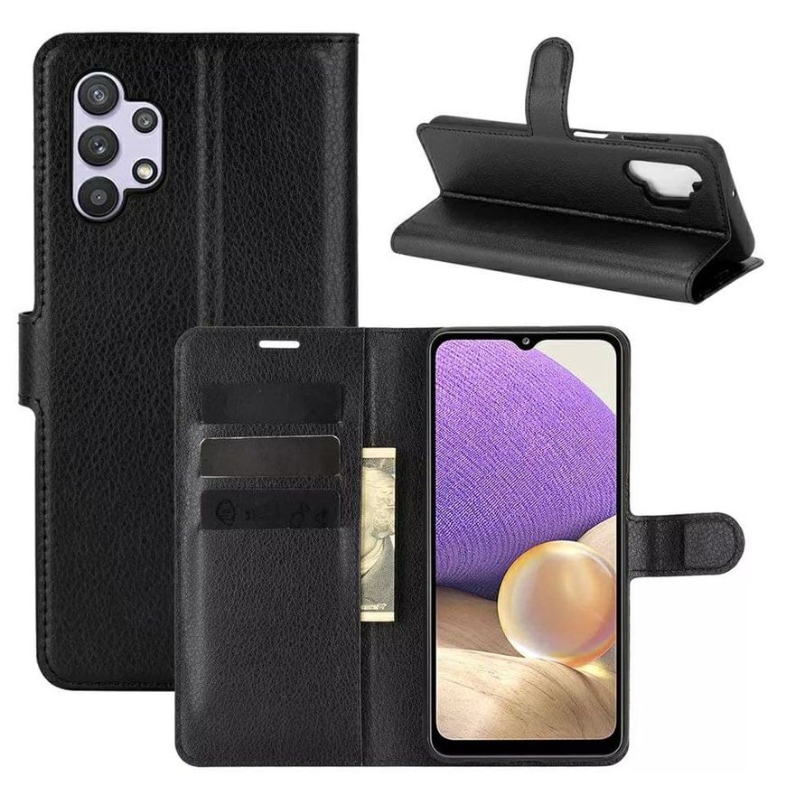 Чохол книжка з кишенями для карт на Samsung Galaxy A32 - Чорний фото 1