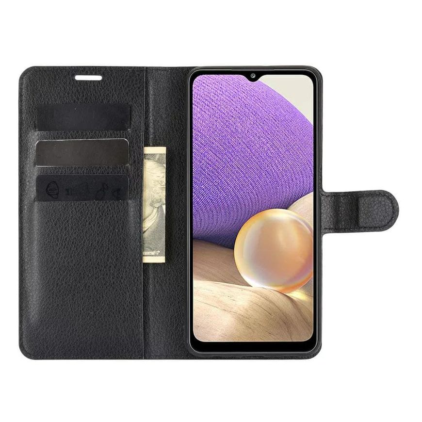 Чохол книжка з кишенями для карт на Samsung Galaxy A32 - Чорний фото 2