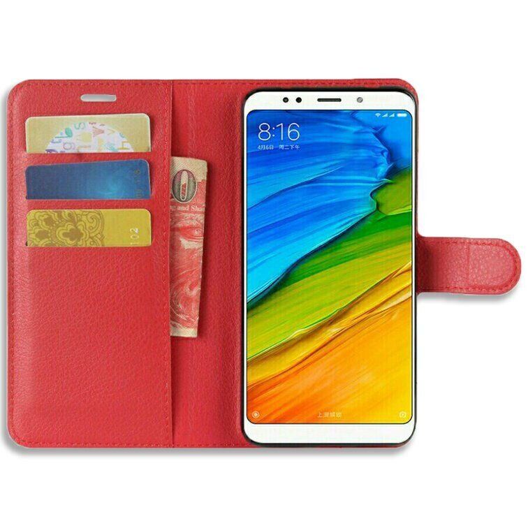 Чехол-Книжка с карманами для карт на Xiaomi Redmi 5 Plus - Красный фото 2