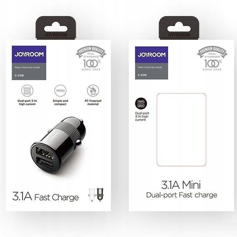 Автомобильное зарядное устройство Joyroom C-A06 (2 USB /3.1A) - Чёрный фото 2