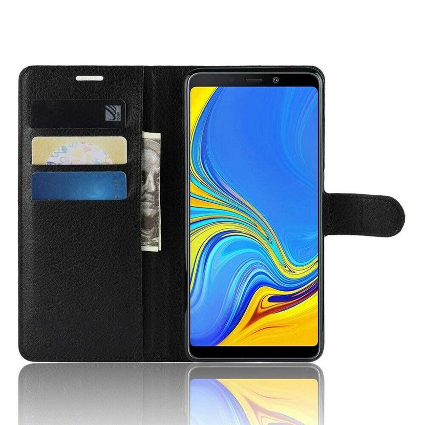 Чохол книжка з кишенями для карт на Samsung Galaxy A9 - Чорний фото 2