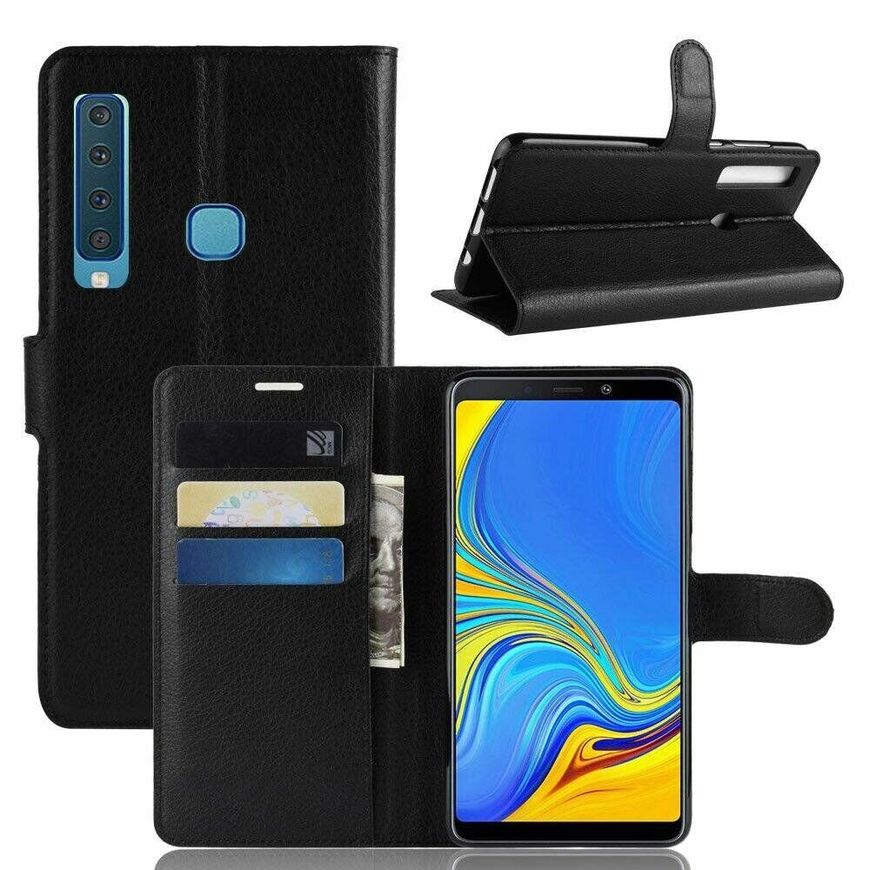 Чохол книжка з кишенями для карт на Samsung Galaxy A9 - Чорний фото 1