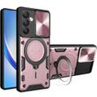 Чехол Magnetic Stand с защитой камеры для Samsung Galaxy A35 цвет Розовый