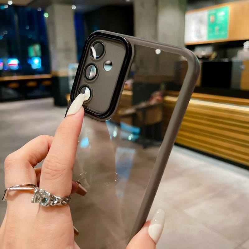 Мягкий силиконовый чехол со стеклом на камеру для Samsung Galaxy A54 цвет Черный