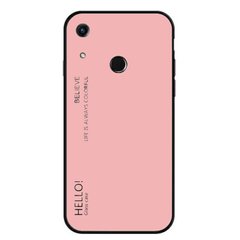 Силиконовый чехол со Стеклянной крышкой для Huawei Honor 8A - Розовый фото 1
