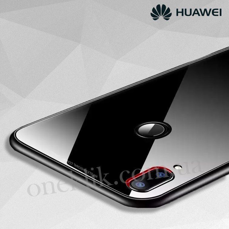 Силіконовий чохол зі скляної кришкою для Huawei Honor 8A - Рожевий фото 4