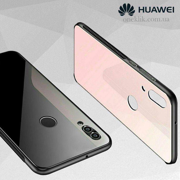 Силіконовий чохол зі скляної кришкою для Huawei Honor 8A - Рожевий фото 6