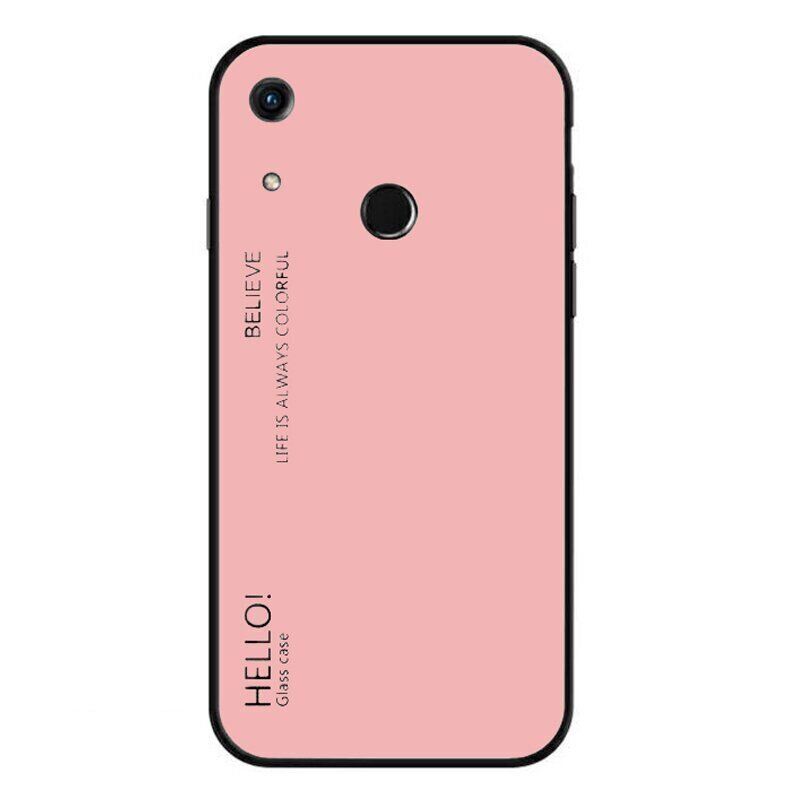 Силиконовый чехол со Стеклянной крышкой для Huawei Honor 8A - Розовый фото 1