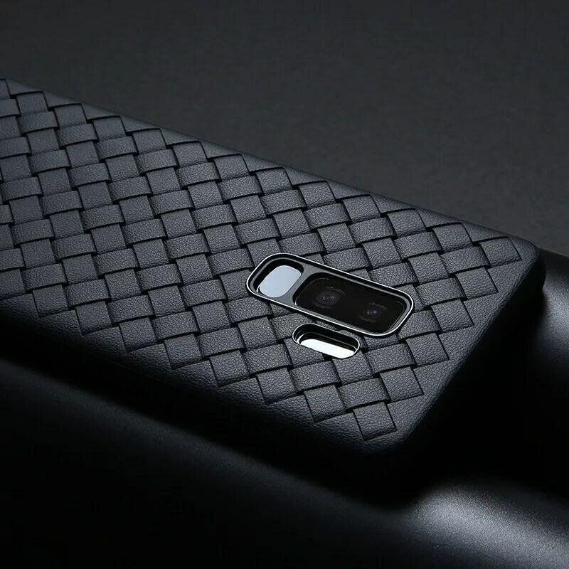 Чехол с плетением под кожу для Samsung Galaxy S9 Plus - Синий фото 4