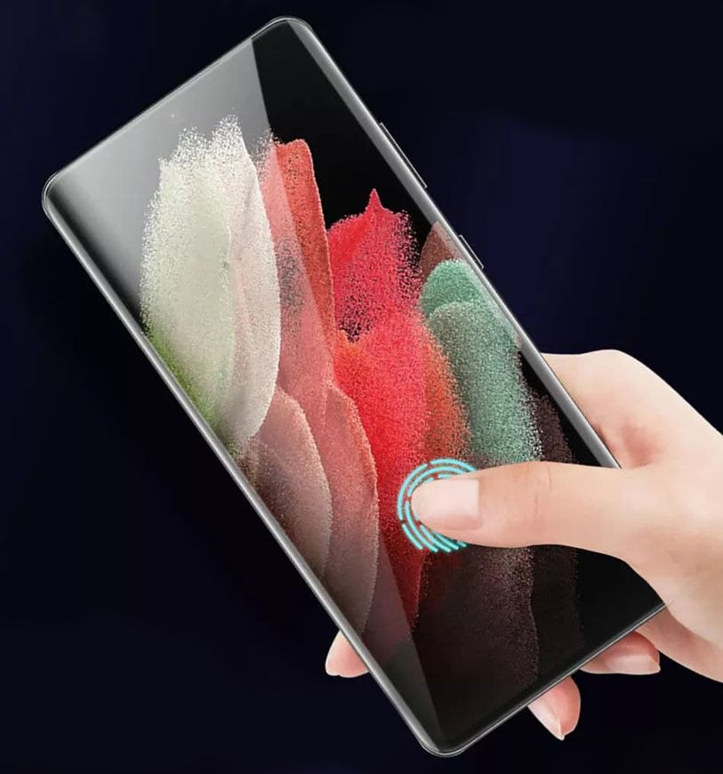 Защитное стекло 3D на весь экран для Samsung Galaxy S22 Ultra (с ультрафиолетовым клеем) - Прозрачный фото 4