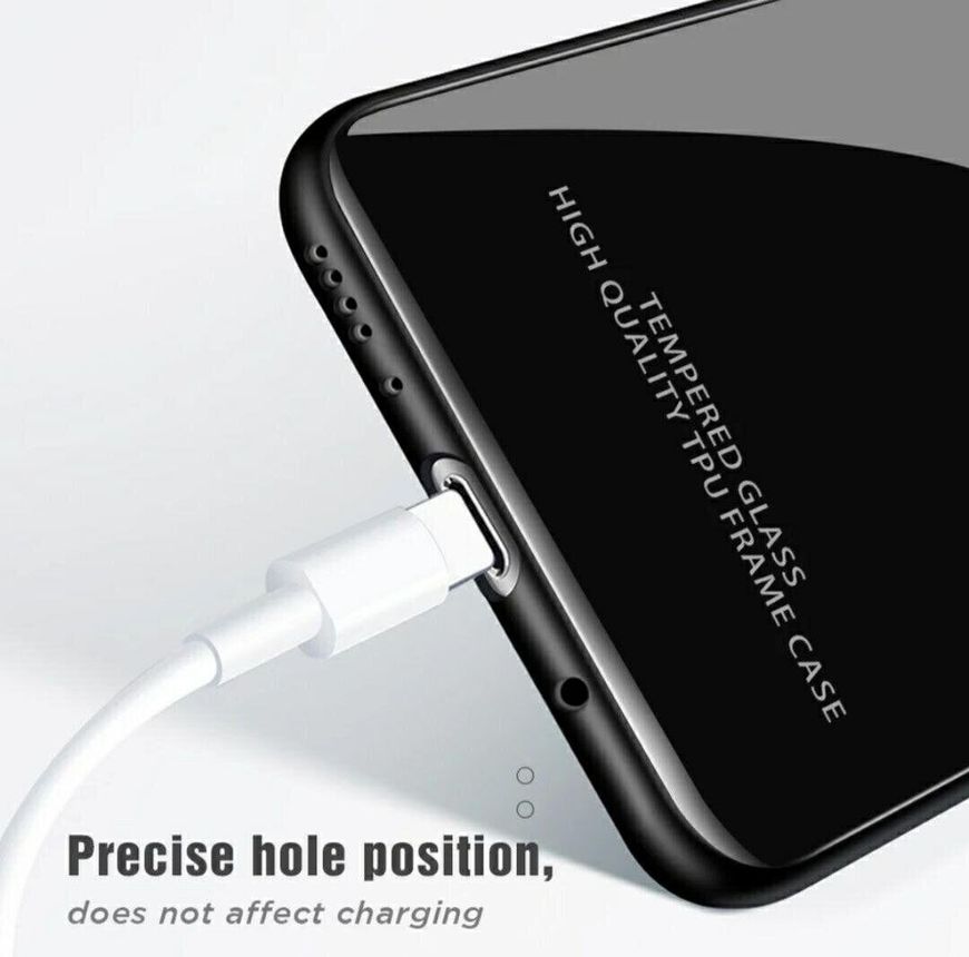 Силіконовий чохол зі скляної кришкою для Samsung Galaxy M20 - Чорний фото 4