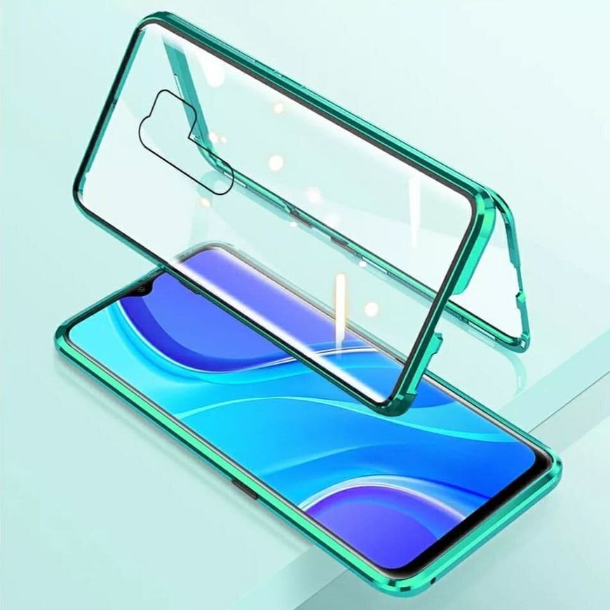 Магнитный чехол с защитным стеклом для Xiaomi Redmi 9 - Зелёный фото 2