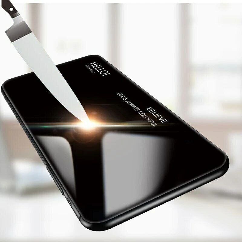 Силіконовий чохол зі скляної кришкою для Huawei Honor 8A - Чорний фото 2
