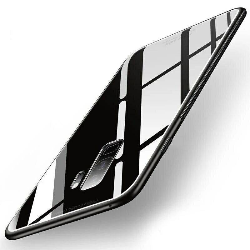 Силиконовый чехол со Стеклянной крышкой для Samsung Galaxy A6 Plus - Черный фото 3