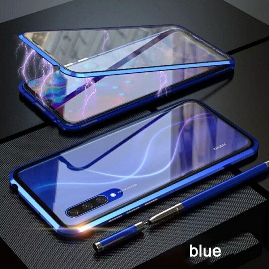 Магнітний чохол із захисним склом для Xiaomi Mi9 lite - Синій фото 1
